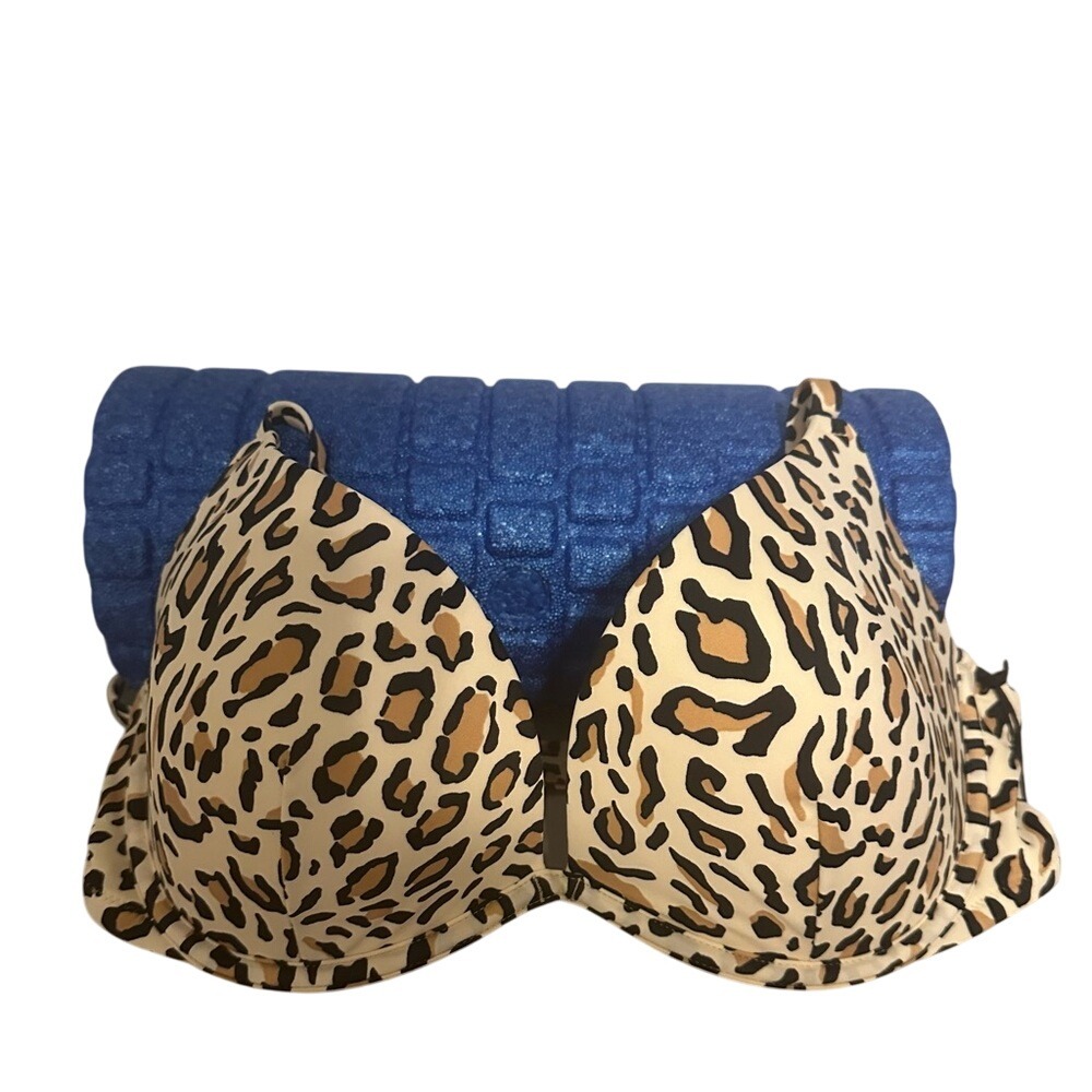 Leopard Print Bathing Suit Top Push Up Padded Adj‎ Straps Sexy Animal Print